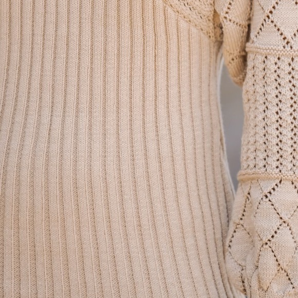 NWT Crochet Beige V Neck Sweater Dress Size XL - Picture 3 of 9